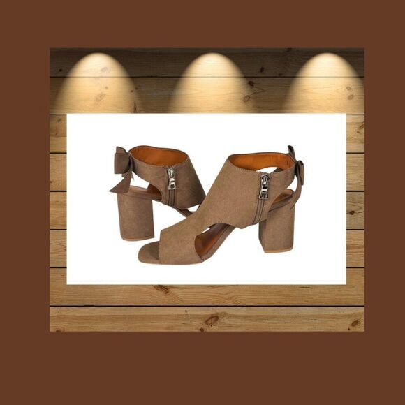 DOLCE Mojo Moxy Women's 8M Open Toe Faux Suede Sandals Bow Tie Ankle Brown EUC+ - Picture 7 of 7